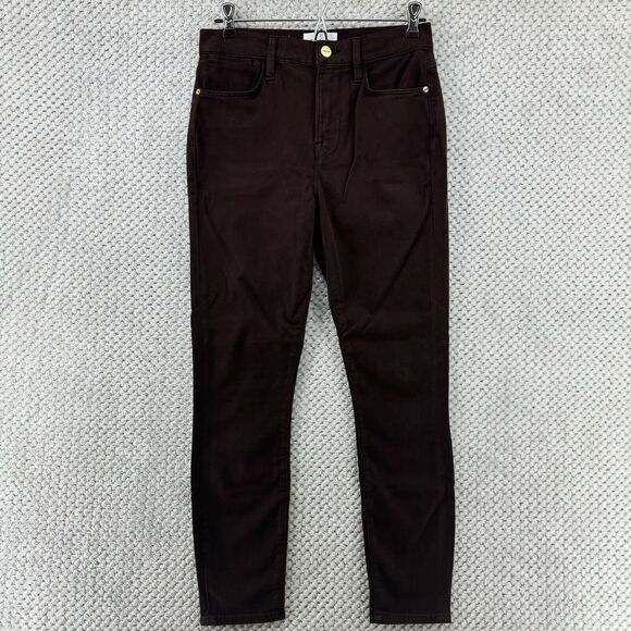 FRAME Pants Women 27 Brown Le High Skinny Crop Mid Rise Soft Stretchy 5 Pockets - Picture 1 of 16